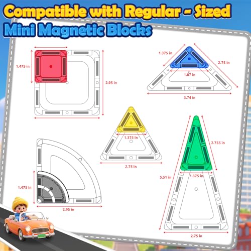 ORZbb Mini Magnetic Tiles Road with Case Toddler Travel Toys Trip Essentials Set, Magnetic Building Blocks Toys for 3 4 5+ Year Old Boys Girls Montessori Sensory Learning Easter Birthday Gifts — view 4