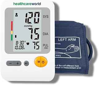 Healthcare World Tensiomètre Bras Digital– Oberarm-Blutdruckmessgerät Doppelmanschette 30‑42 cm & 22‑36 cm Automatische Messung LCD-Display WHO-Indikator Herzfrequenz & Gesundheitsmonitor für Senioren
