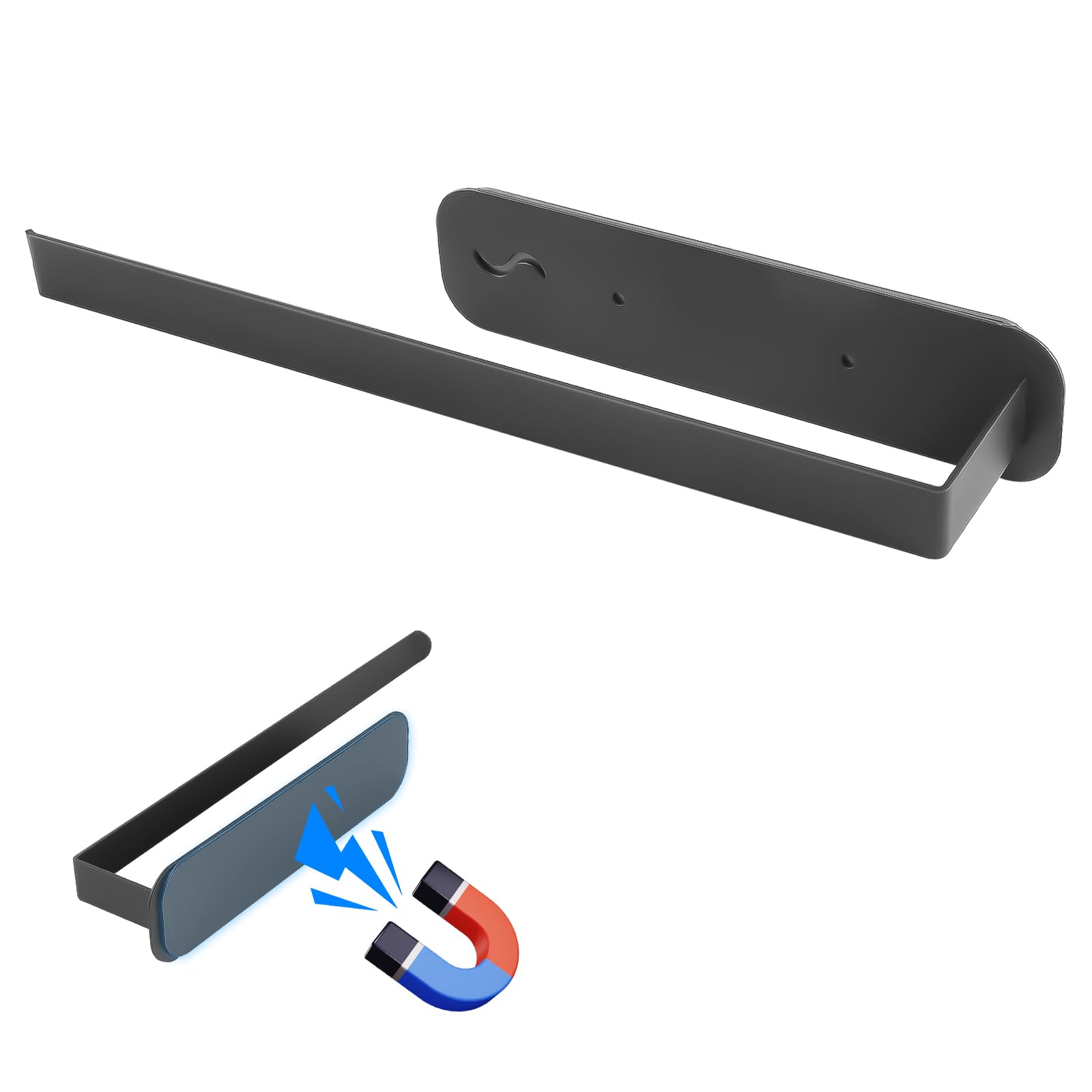 Porte Sopalin Magnétique Ultra Puissant – Support Essuie-Tout Sans Perçage En Acier Noir, Fixation Facile Sur Frigo Ou Four Micro-Ondes