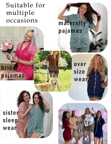 Image of Ekouaer Womens Waffle Knit Pajama Sets Soft Short Sleeve Button Down Sleepwear Cozy 2 Piece Pjs Shorts Set