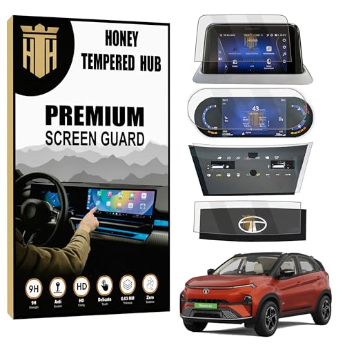 Image of (PACK OF 4 Screen Guard For TATA NEXON EV 2023-2025 /7 INCH INFOTAINMENT + STEERING + INSTRUMENT CLUSTER + AC PANEL Protector [Not Tempered Glass] (Nexon.Ev)