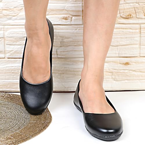 Image of DHANESHWAR Women's Ballet Flats Belly Shoes for Casual, Formal & Office Wear Ballerina | Comfortable Slip on Black Bellies for Women & Girls. 1 Pair
