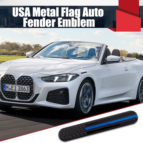 Image of 2PCS USA American Metal Flag Auto Fender Emblem, American Flag Decal, 6 inchx1 inchMetal American Flag Emblem Stickers, Universal Car Accessories 3D Adhesive Sport Badge for Car SUV Truck (Blue)