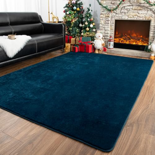 Image of Przemy Washable Area Rug for Living Room Bedroom, 5x7 Feet Navy Blue Memory Foam Rug, Super Soft Modern Indoor Carpet for Kids Room Boys Girls Dorm Bedside Nursery Decor Mat