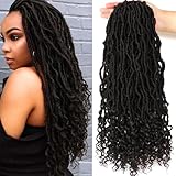 AMUMI Faux Locs Crochet Hair for Black Women-18 Inch 8 Packs Soft Locs,Pre-looped Wavy Crochet Braids Hair for Natural Butterfly Style (18 Inch (Pack of 8), 1B#)