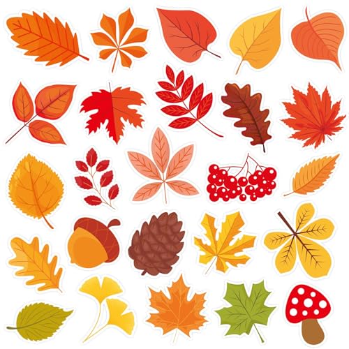 50 autocollants gel fenêtre feuilles automne réutilisables