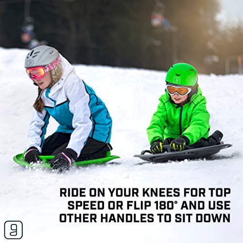 Gizmo Riders Meteor Snow Sled- Multi-Purpose Sit or Kneel Saucer Sled Built for Speed with Raised Safety Handles for Maximum Steering Control, Up to 200lbs, Snow Sled for Kids 3 and up (Red, 24 Inch)