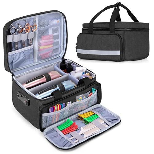 CURMIO Sac pour Tondeuse à Cheveux avec Cadenas à Combinaison, Étui de Transport pour Tondeuses, Rasoir et Accessoires, Noir