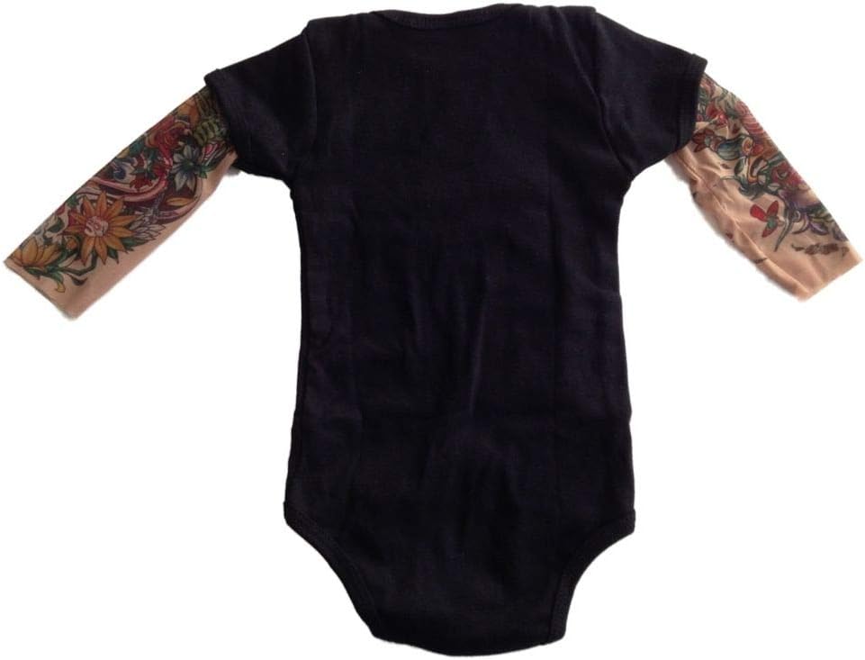 Wild Rose Baby Boy Girl Tattoo Sleeve Shirt, Sugar Skull Snake Sunflower, Black