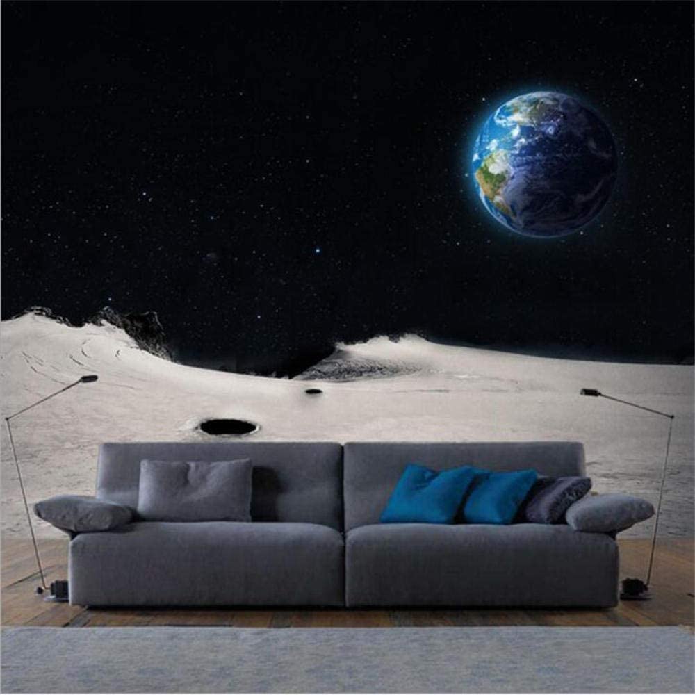 Stickers Muraux 3D Lune Étoile Terre Fond Chambre Autocollant Mural Décalcomanie Décor À La Maison Art Mural Papier Peint Peler Et Coller Amovible Salon Pépinière Décor Art Mural 350(L) x256(H) cm