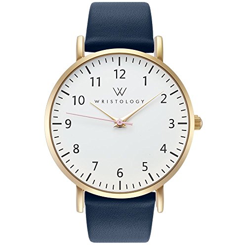 WRISTOLOGY Olivia Womens Watch Numbers Gold Boyfriend Ladies Navy Blue Strap B