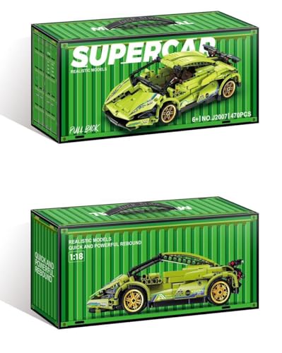 Image of Cyberpunk Green Supercar Building Blocks Set, Racing Car Construction Model Kit, STEM Learning Toy, Collectible Sports Car Building Bricks for Boys, Girls & Adults