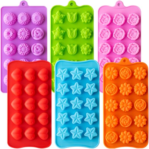 6-Pack Flower Chocolate Candy Molds Silicone Baking Molds