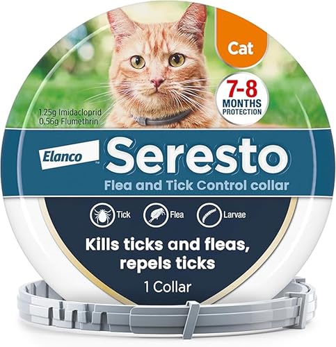 Seresto Flea and Tick Control Collar For Cats (1 Collar) Long-Lasting & Simple Treatment For Cats 7-8 Months Of Protection Keeps Pets Protected From Fleas & Ticks
