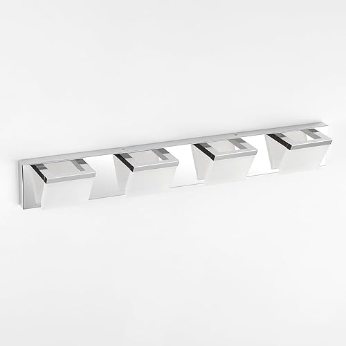 Miniatura 5 de Lámparas LED modernas de 4 luces LED para tocador de baño (30 pulgadas, blanco frío 6000 K), accesorios de iluminación de pared de baño de acrílico