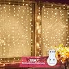 Tofu Led-lichtgordijn, 3 x 3 m, 300 leds, lichtketting met afstandsbediening en timer, 8 modi, voor binnen, Kerstmis, feestdecoratie, verjaardag, bruiloft, raam, kamer, warm wit