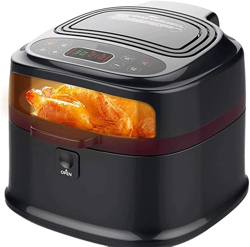 Freidora de aire grande, con cesta de acero inoxidable, horno freidoras de aire con pantalla LED, 8 ajustes preestablecidos aptos para lavavajillas