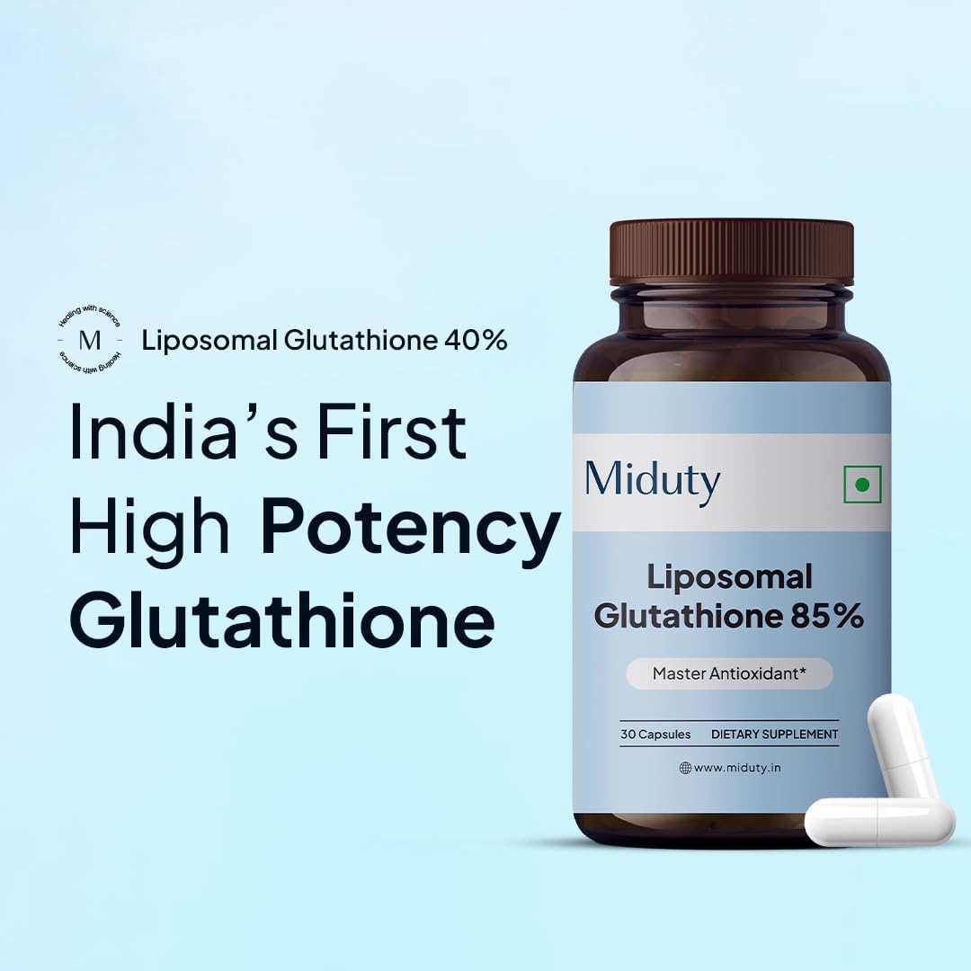Miduty by Palak Notes Liposomal Glutathione 85% - Most Bioavailable Form - Antioxidant - 650 mg Capsule - 30 Caps