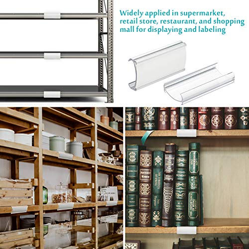 Plastic Shelf Label Tags Metro Shelf Label Holders For Wire Shelving Clear Metro Shelf Label Clips Book Shelves Label Holders 3 X 1.25 Inches For Shelf Rack Book, Includes Label Inserts (40 Packs) #TOP6