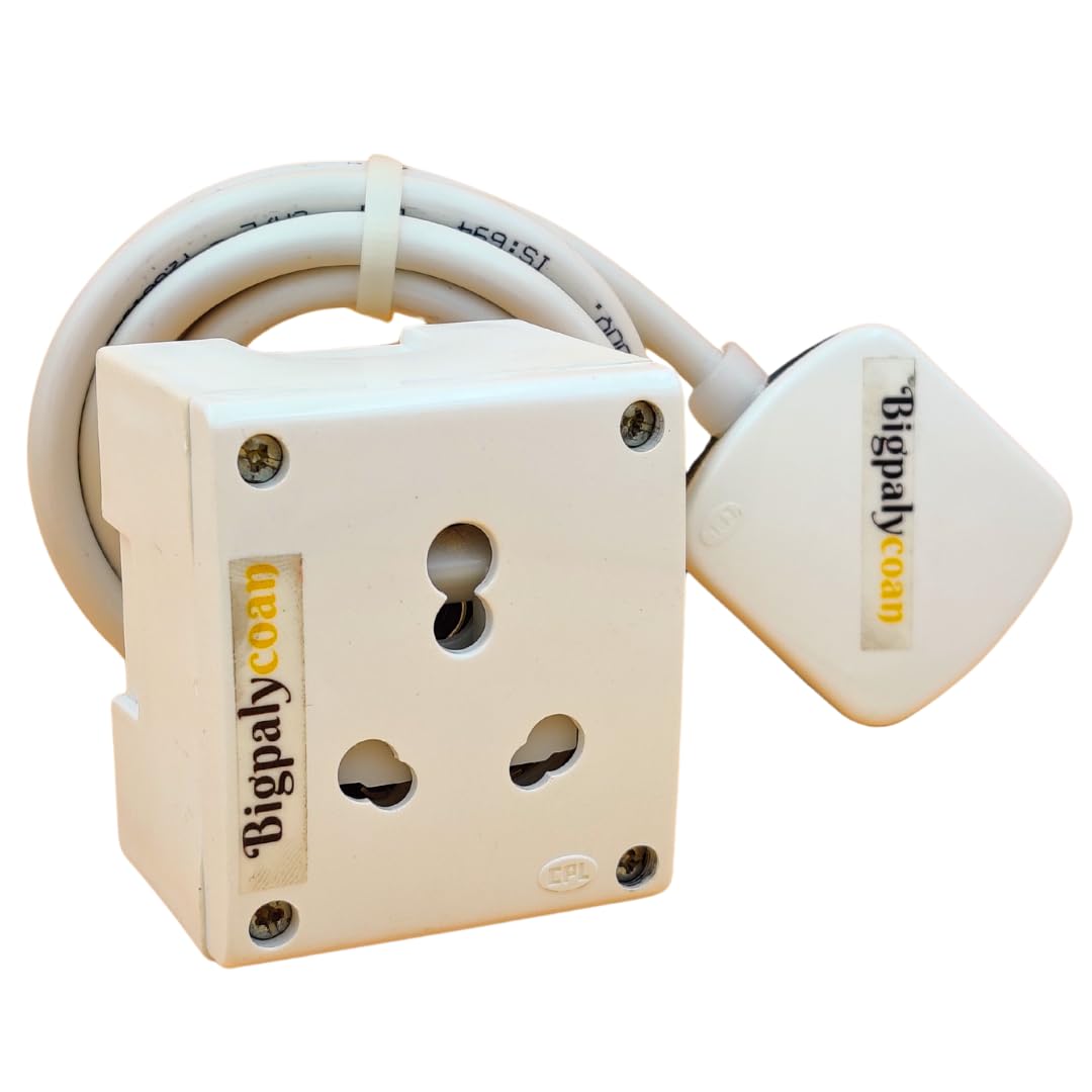Bigpalycoan Electric Extension Board with 1.5 sq. mm. Heavy Duty Long Wire Single Outlet 15A 16A 20A Socket 1800W 3 pins Extension Cord Wall mountable White 1PCS, 220 Volts (2 Meter) (B0CR99RF2Y) Amazon Price History, Amazon Price Tracker