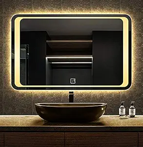 VENETIAN IMAGE Frameless Curved Edge Backlit LED Bathroom Mirror: Sensory Elegance with 3-Color LED and Defogger (24x30 Inches | 60x76cm)