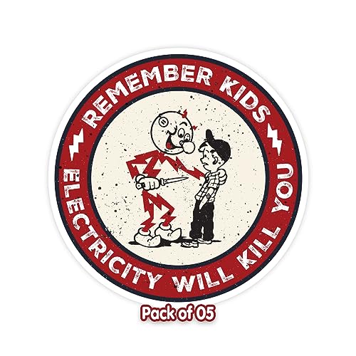 Remember Kids Electricity Will Kill You Sticker Set (5)
