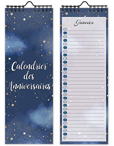 Calendrier Perpetuel Anniversaire Mural Francais pour Famille, Bureau, Enfant (Starry)