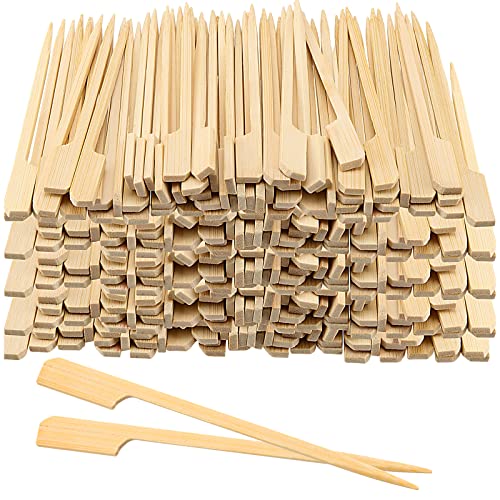SINJEUN 1000 PCS 12cm Bamboo Paddle Skewers, Wooden Flat Paddle Burger Skewers