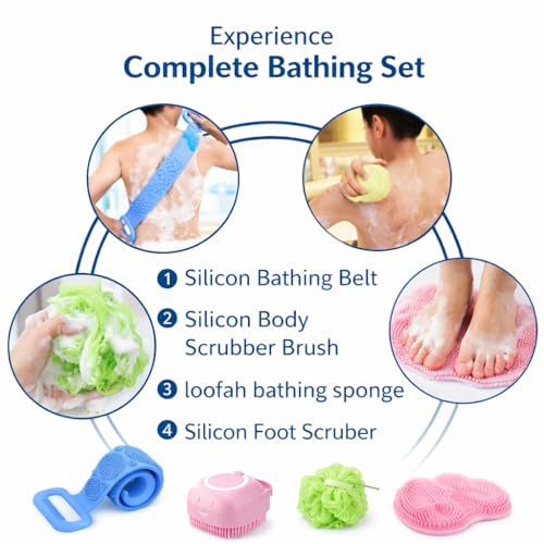 Image of 4-in-1 Silicone Bathing Combo Set, Multicolor | For Men & Women