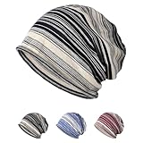 [SUBTRY] ニット帽 春 夏 秋『お肌に優しい綿素材/通気吸汗/蒸れにくい/単層構造』メンズ レディース ストライプ ストレッチ ケア帽子 抗がん剤 医療用帽子 柔らかい#G1522(D.単層構造・六角形の天井.ブラック)