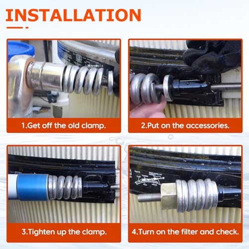 FILTERUP Upgrade 190003 Tension Control Clamp Kit and Spa Filter, Compatible with Pentair FNS Plus, Clean & Clear Plus, Quad DE Filters Steel Pool Filter Pumps, 23-1/4" Length by FILTERUP - Image 5