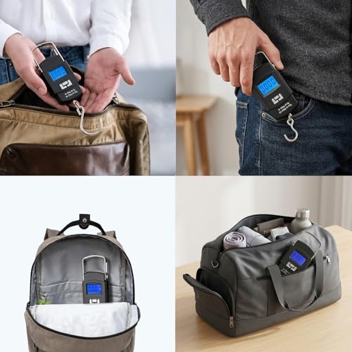 Image of GLOTY Portable Digital Luggage Weighing Scale 50kg /110lb | Handheld Electronic Hanging Hook Scale with LCD Display | Travel Bag Weight Machine | Lightweight Mini Baggage Scale for Travel & Home Use