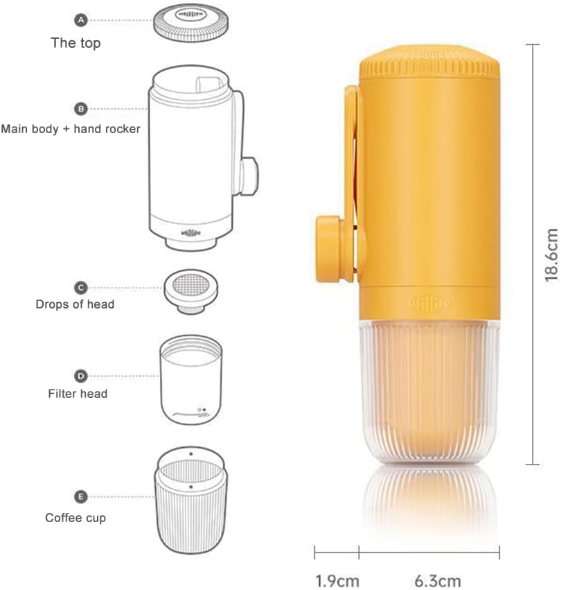 Image of Portable Espresso Maker, Upgrade Version of Minipresso, Pressure Hand Coffee Maker, Travel Gadgets, Manually Operated, Compatible with Ground Coffee, Perfect for Camping