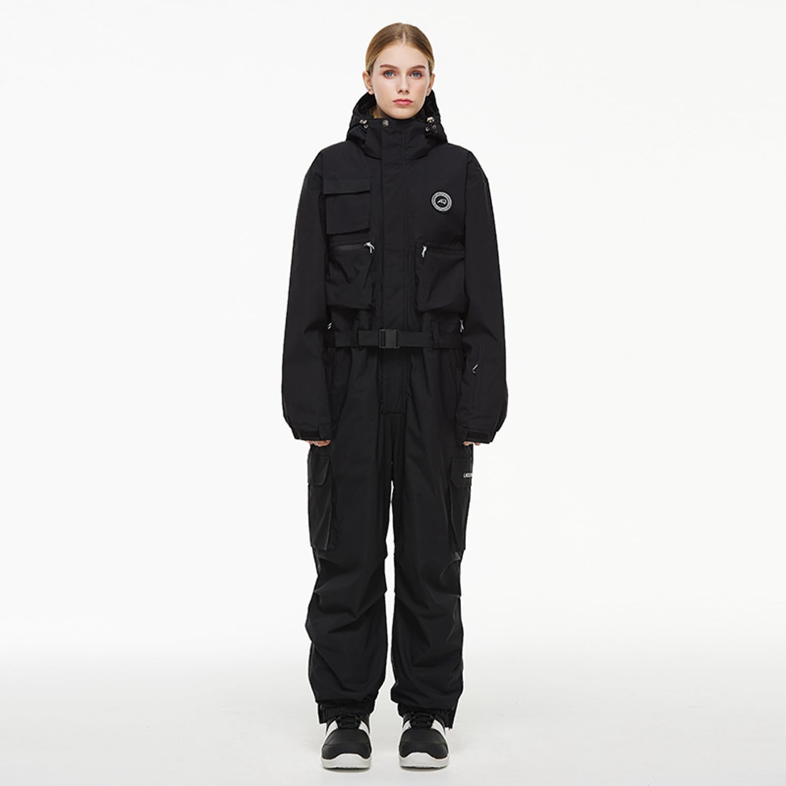 Generisch Tuta da sci invernale da uomo, impermeabile, con cappuccio, pantaloni da neve, pantaloni da snowboard, sportivi, per attività all'aria aperta, con tasche