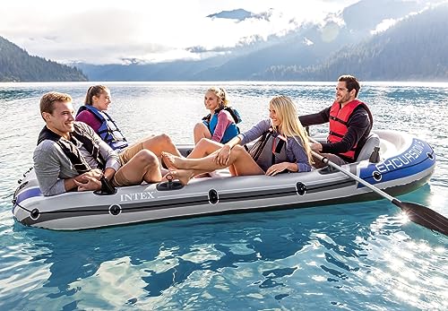 Image of Exursion 5, 5 Person Inflatable Boat for Flood Rescue, Adventure, Rafting, Fishing, Fun and Enjoyment in River and Swimming Pool with Oars & Air Pump (68325)