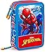 Spiderman - Astuccio Scuola 3 Zip Originale Completo di 44 Pezzi (Rosso/Azzurro)