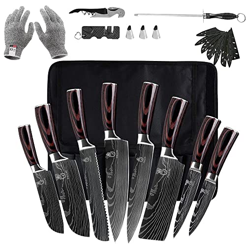FULLHI Knife Set, 14pcs Japanese Knives Set, Premium German Stainless Steel chef Knife Set
