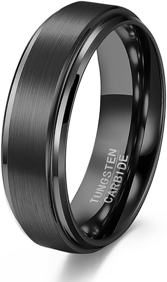 6mm 8mm Black/Gold/Silver/Purple Classic Tungsten Carbide Wedding Band Ring For Men Womem Matte Brushed Finish Comfort Fit Size 5-12