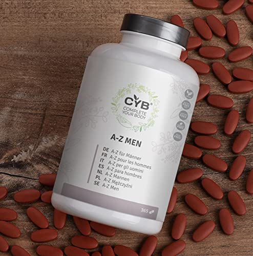 A-Z Men’s Premium Multivitamin –1-Jahres-Vorrat (365 Tabletten)– Komplette tägliche Unterstützung mit D3, B12, C, Magnesium, Eisen, Selen und Zink–Unterstützung für Energie, Immunsystem und Muskeln