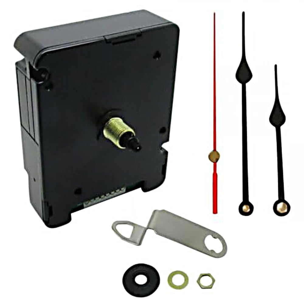 Silent Battery Operated Automic UK Radio Controlled Clock Movement Mechanism/Motor Quartz MSF Signal (1, 110mm Black Metal Hands)