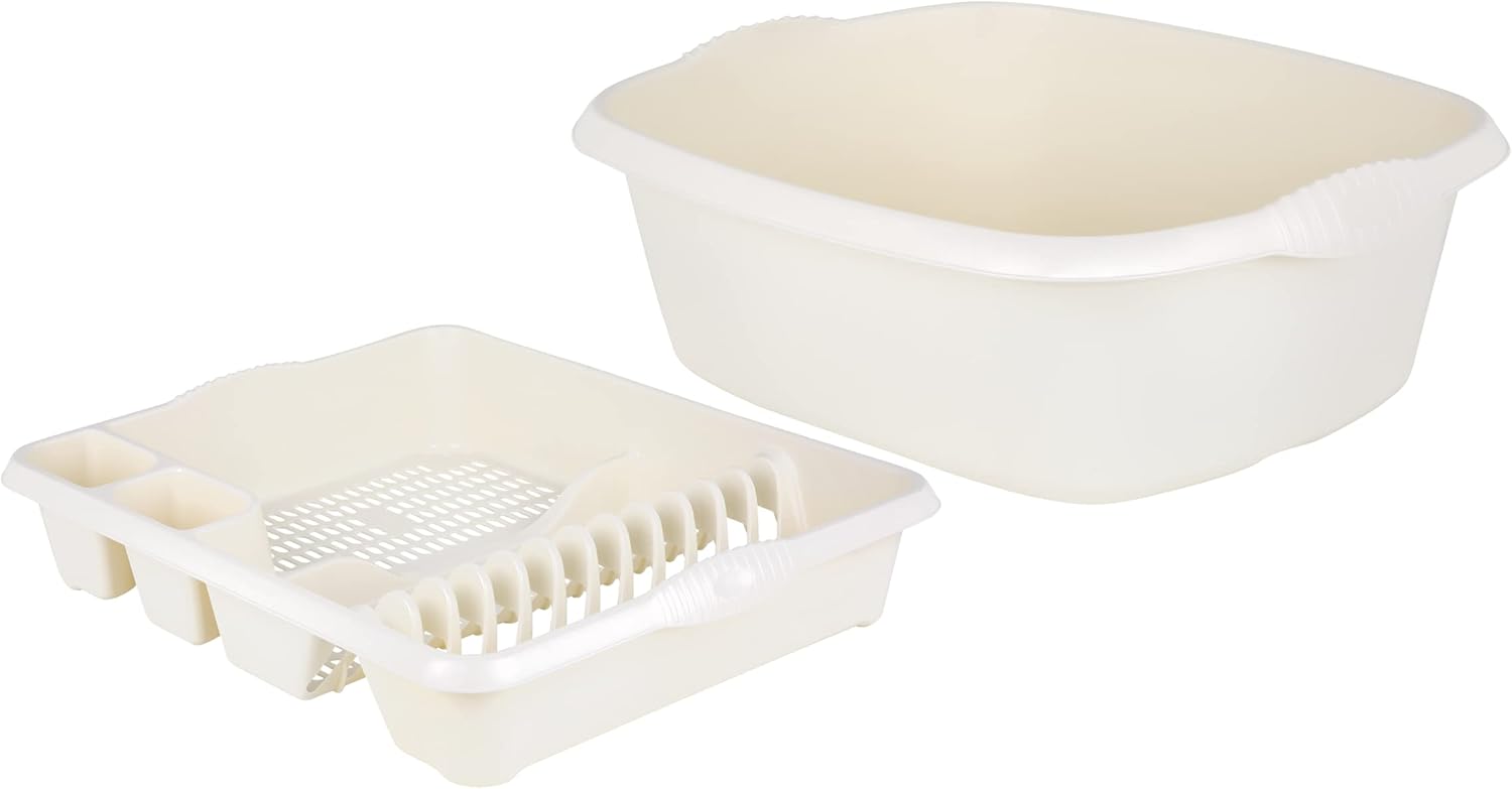 tenlite Set of 2 Large Rectangular Washing Up Bowl with large Dish