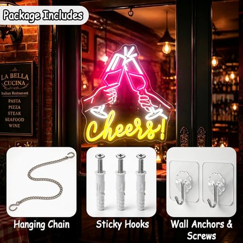 Image of WhfobfeYellow&Pink Neon Sign Led Neon Lights Signs for Wall Decor USB Powered Led Signs for Room Decoration-Cheers