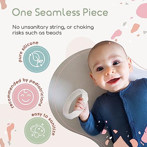 Image of ILI Silicone Baby Teether Bracelet - Pale Petal Set, Stack of 4 Baby Teething Toys & Stylish Bracelets for Mom in One, Food Grade Silicone Infant Teething Toy, Suitable for Dishwasher & Easy to Grasp
