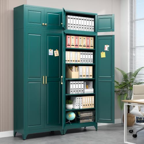 Image of Polup 90 inch Pantry Cabinet, Tall Metal Storage Cabinet with Doors and Shelves