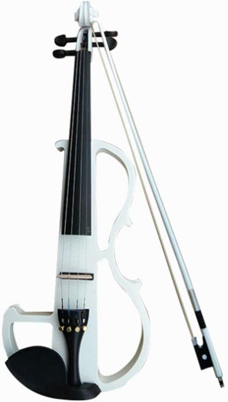 Violin Full Size Kit for Adults Beginner, Full Size 4/4 Solid Wood Electric Silent Violin with Chin Rest, Ebony Fittings, Carrying Hard Case, Extra Strings, Audio Cable, Rosin, Bow, Black