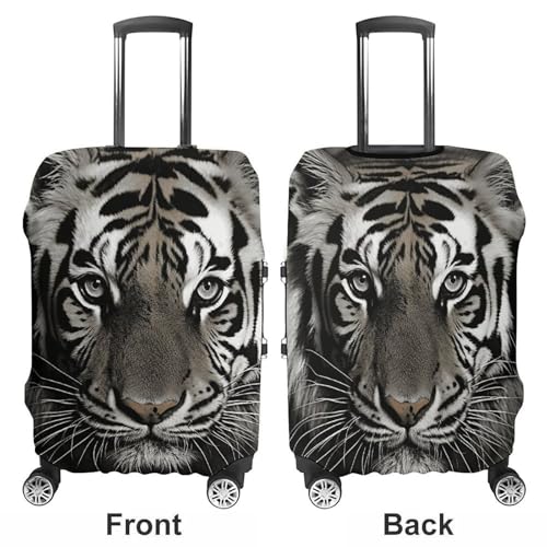 Black And White Tiger Luggage Cover, Washable Elastic Suitcase Cover Protector Fit 18-32 Inch Luggage3