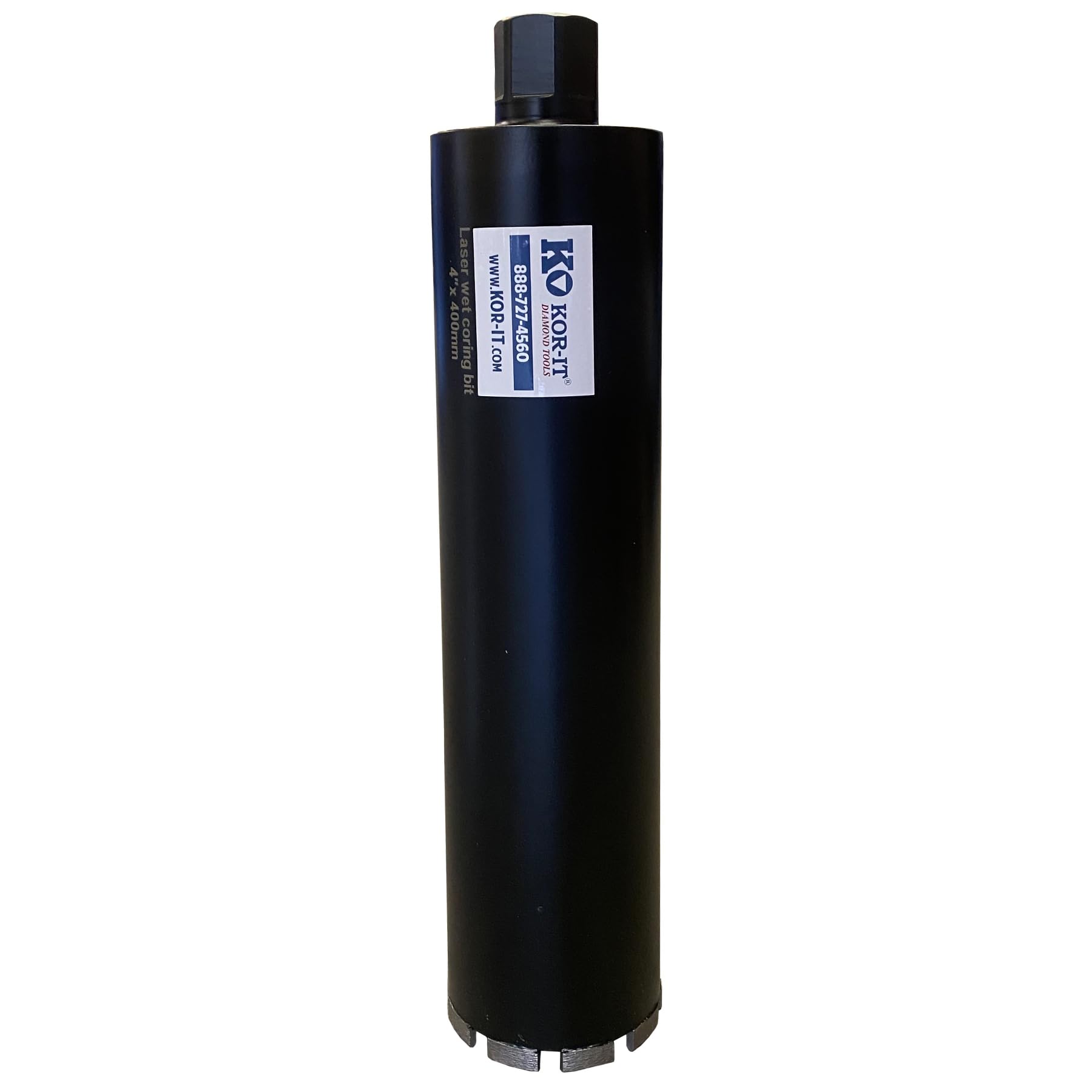KOR-IT Contractor Pro Asphalt Wet Core Drill Bit 4" Diamond Trapezoid Segments Universal Thread Machined Barrels 16 Inch Drill Depth Wet Cutting
