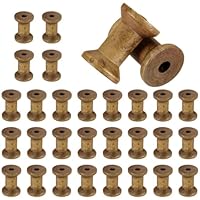sourcing map 30 Pcs Wooden Spool for Craft, 1.2\"/30 mm Wooden Empty Spools Unfinished Wooden Ribbon Spools for Art, Thread Twine Ribbon, DIY Crafts Home Decor (Brown)