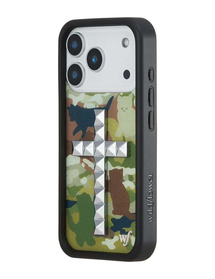Image of Wildflower Cases - iPhone 17 Pro Compatible - Stud Cross Cat Camo