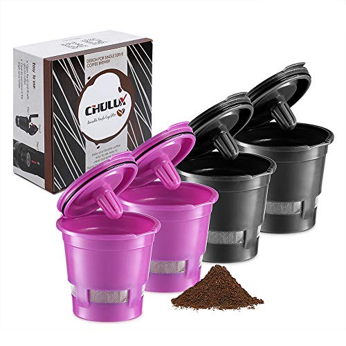 CHULUX 4-Pack Reusable Mesh Coffee Filter for Single Cup Coffee Maker,Universal Refillable Ground Coffee Cup